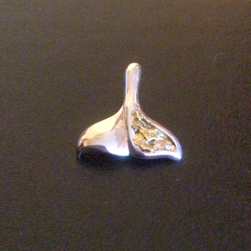 Sterling Silver Whale Tail Pendant with Gold Accent